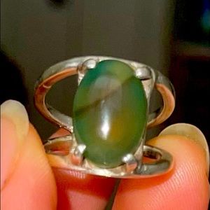 Pure Afghani Agate gemstone silver ring